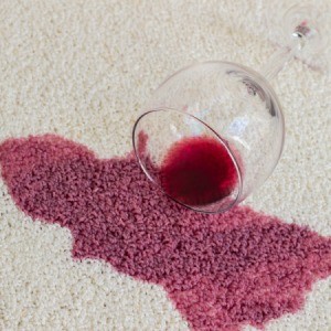 red wine stain on white carpet